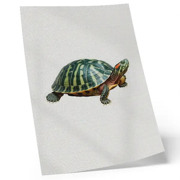 Lámina artística de tortuga verde con detalles en armonía con la naturaleza