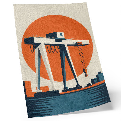 Póster con colores saturados Círculo industrial naranja de grúa retro