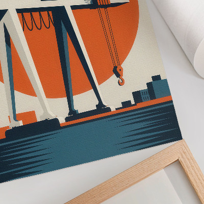 Póster con colores saturados Círculo industrial naranja de grúa retro