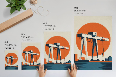 Póster con colores saturados Círculo industrial naranja de grúa retro