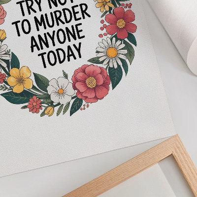 Póster Una corona con flores y una inscripción divertida.