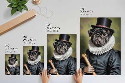 Póster con colores saturados Imagen de un perro con un traje renacentista.