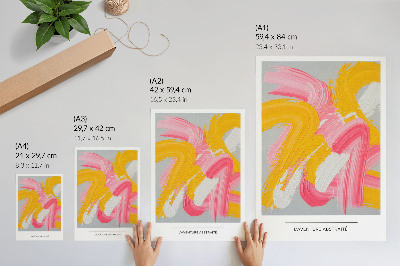 Lienzo decorativo moderno Trazos dinámicos de rosa, amarillo y blanco.