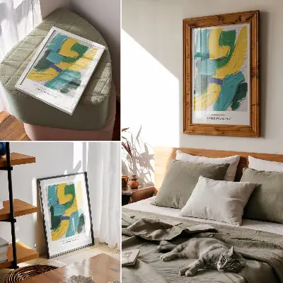 Póster colores enérgicos con abstracción dinámica