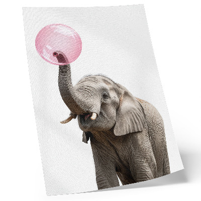 Póster con colores saturados Elefante con burbuja modernidad humor gentileza