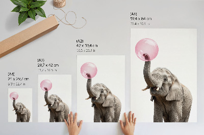 Póster con colores saturados Elefante con burbuja modernidad humor gentileza