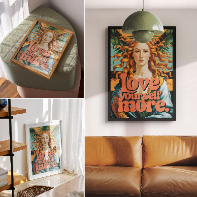 Póster La mujer deja letras contrastantes