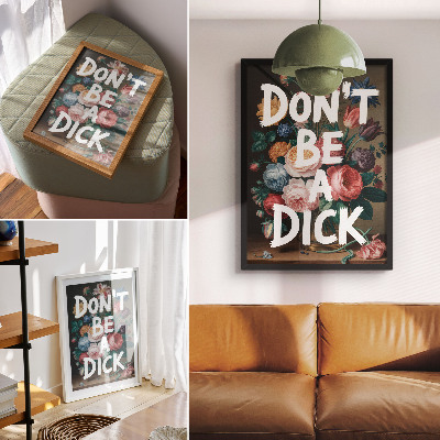 Lienzo decorativo moderno Flores coloridas con letras blancas contrastan eficazmente