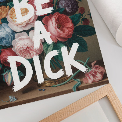 Lienzo decorativo moderno Flores coloridas con letras blancas contrastan eficazmente