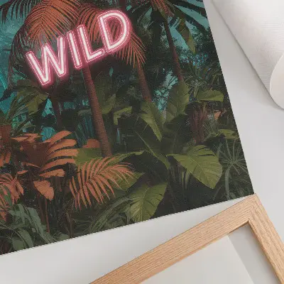 Lámina artística de hojas tropicales con diseño de neón diseño con temática de frescura