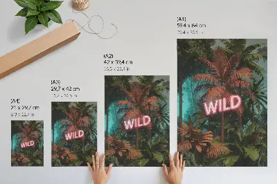 Lámina artística de hojas tropicales con diseño de neón diseño con temática de frescura