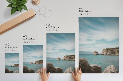 Póster Acantilados, mar, cielo azul