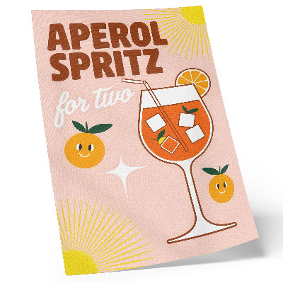 Póster con colores saturados Letras de frutas sonrientes de color naranja y amarillo