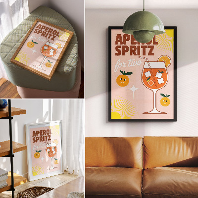 Póster con colores saturados Letras de frutas sonrientes de color naranja y amarillo