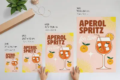 Póster de letras con frutas sonrientes diseño con colores saturados en tonos naranja y amarillo