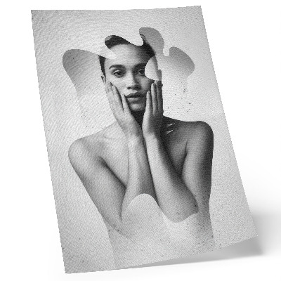 Lienzo decorativo moderno Retrato en blanco y negro con patrones abstractos