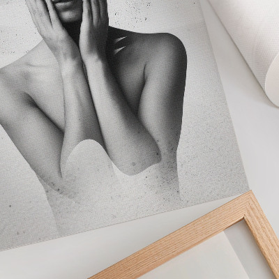 Lienzo decorativo moderno Retrato en blanco y negro con patrones abstractos
