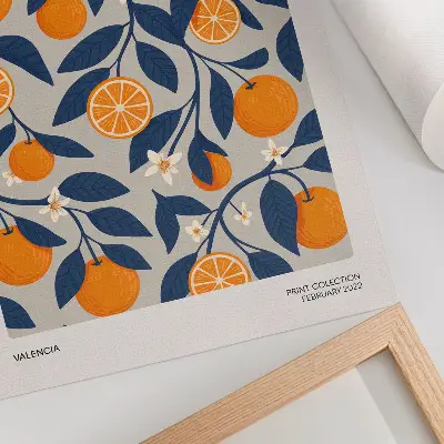 Lienzo decorativo moderno con diseño de hojas oscuras sobre fondo gris anaranjado