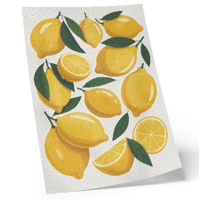 Póster Limones dorados, hojas verdes, fondo brillante, sin movimiento.