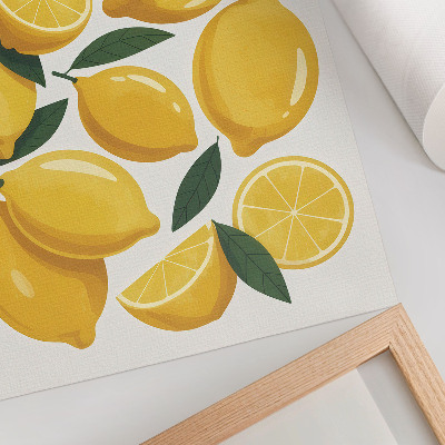Póster Limones dorados, hojas verdes, fondo brillante, sin movimiento.