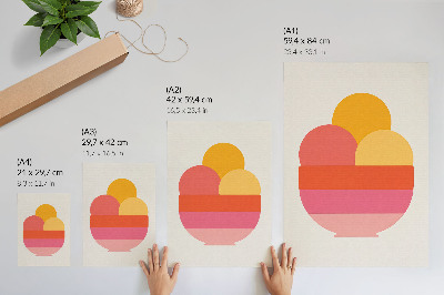 Lámina artística de alta calidad Círculos vibrantes en un cuenco, estilo minimalista.
