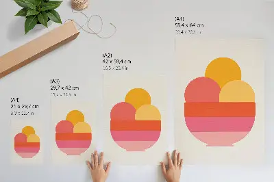 Lámina artística de alta calidad con diseño de círculos vibrantes en un cuenco de estilo minimalista