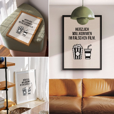 Lienzo decorativo moderno Iconografía de texto significativa, cine, fondo beige