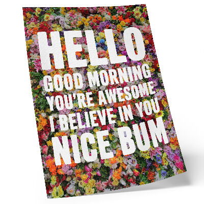 Póster de flores coloridas con colores saturados y texto en tipografía blanca moderna