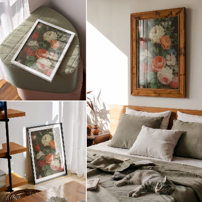 Lienzo decorativo moderno Flores coloridas en un estilo de pintura clásico.