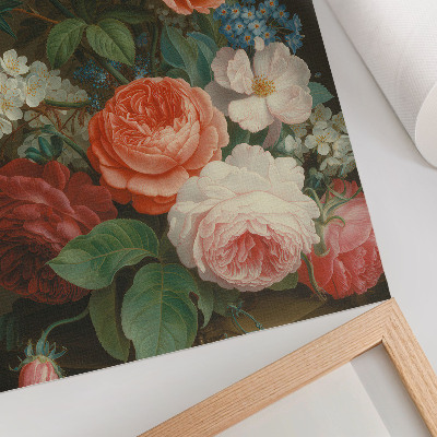 Lienzo decorativo moderno Flores coloridas en un estilo de pintura clásico.