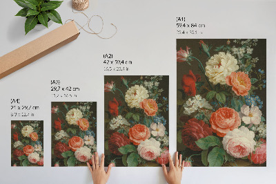 Lienzo decorativo moderno Flores coloridas en un estilo de pintura clásico.