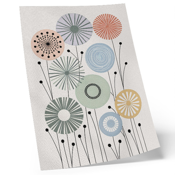 Póster Flores geométricas coloridas sobre un fondo claro