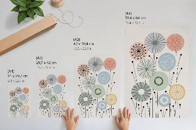 Póster Flores geométricas coloridas sobre un fondo claro