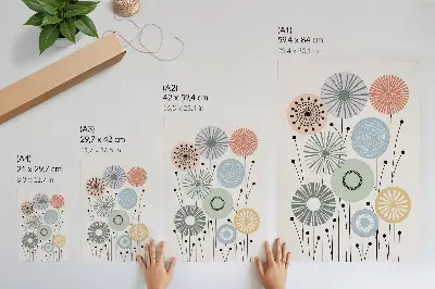 Póster flores geométricas sobre fondo claro