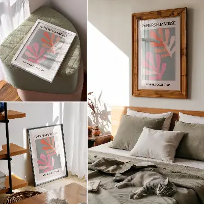 Lámina artística de alta calidad hojas geométricas de colores inspiradas en Matisse
