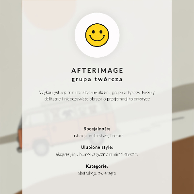 Póster con colores saturados Flores azules, detalles en naranja, fondo azul marino