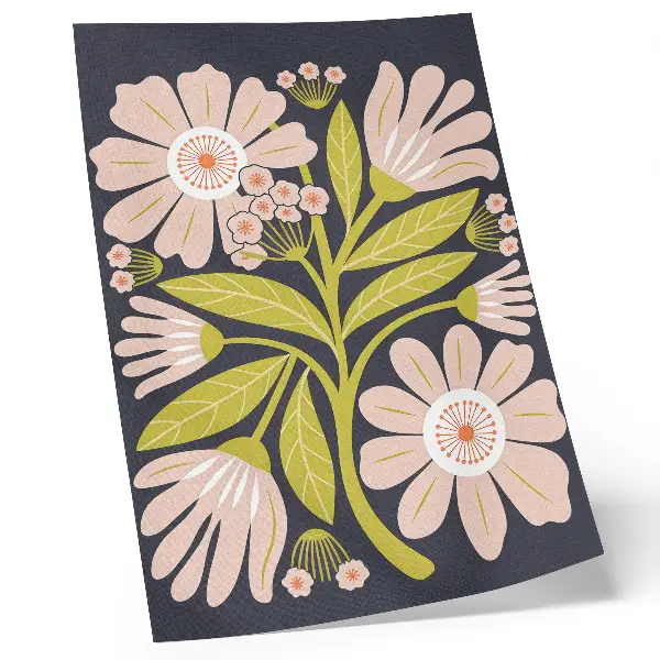 Lienzo decorativo moderno con motivos florales retro