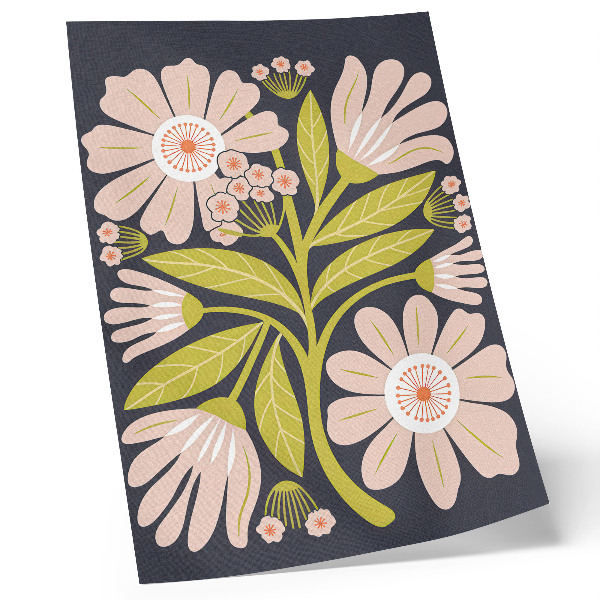 Lienzo decorativo moderno Motivos florales retro sin complicaciones.