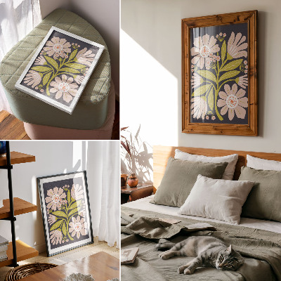 Lienzo decorativo moderno Motivos florales retro sin complicaciones.