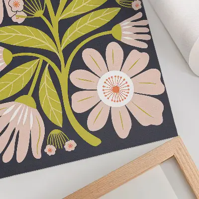Lienzo decorativo moderno con motivos florales retro