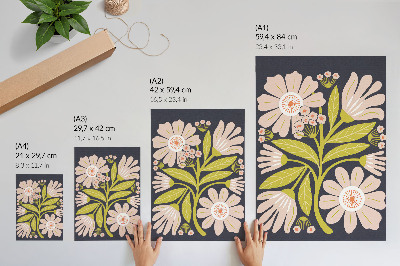 Lienzo decorativo moderno Motivos florales retro sin complicaciones.