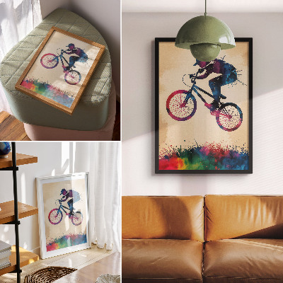 Póster Ciclista, colores dinámicos, acción moderna
