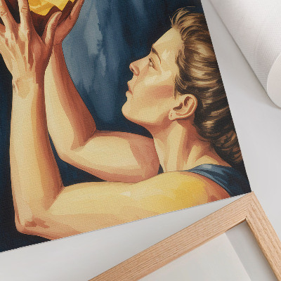 Póster con colores saturados Calabaza naranja sobre fondo azul oscuro surrealismo