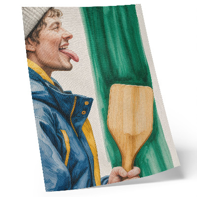 Lienzo decorativo moderno Un hombre enérgico con una raqueta de madera