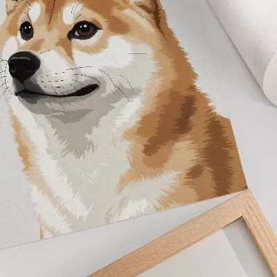 Lámina artística de un perro minimalista en colores beige y crema de alta calidad