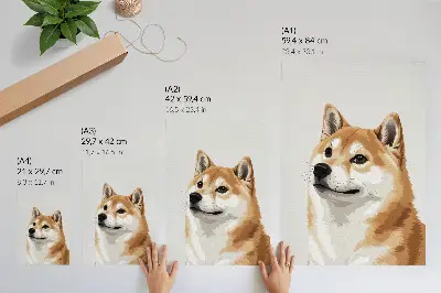 Lámina artística de un perro minimalista en colores beige y crema de alta calidad