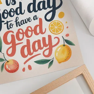 Póster con letras de cítricos coloridas de estilo moderno