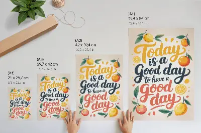 Póster con letras de cítricos coloridas de estilo moderno