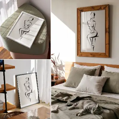 Lámina artística de alta calidad silueta minimalista en contraste de blanco y negro