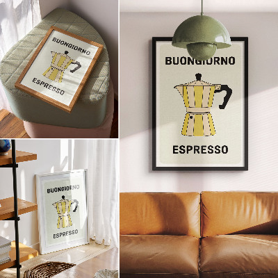 Póster con colores saturados Cafetería con fondo claro y atractiva inscripción